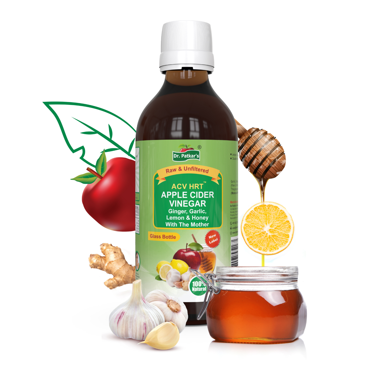 Dr. Patkar's Apple Cider Vinegar Ginger, Garlic,Lemon & Honey with the Mother Vinegar 200ml